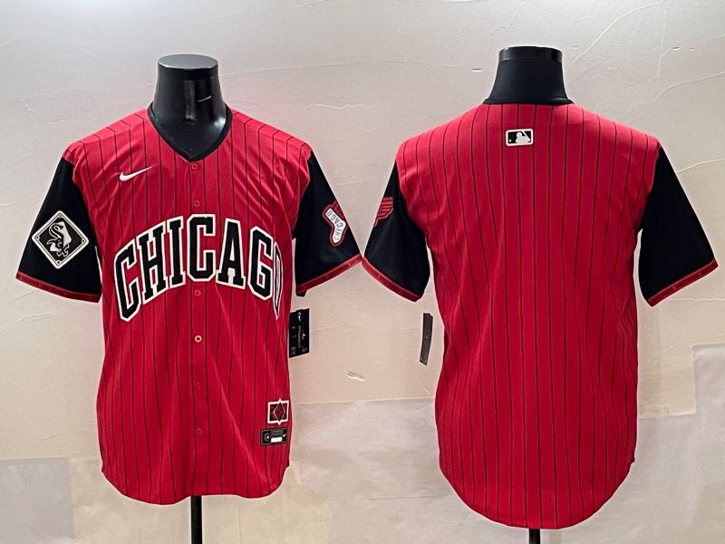 Men Chicago White Sox Blank Red Stripe Joint Name 2025 Nike MLB Jersey style 2->chicago white sox->MLB Jersey